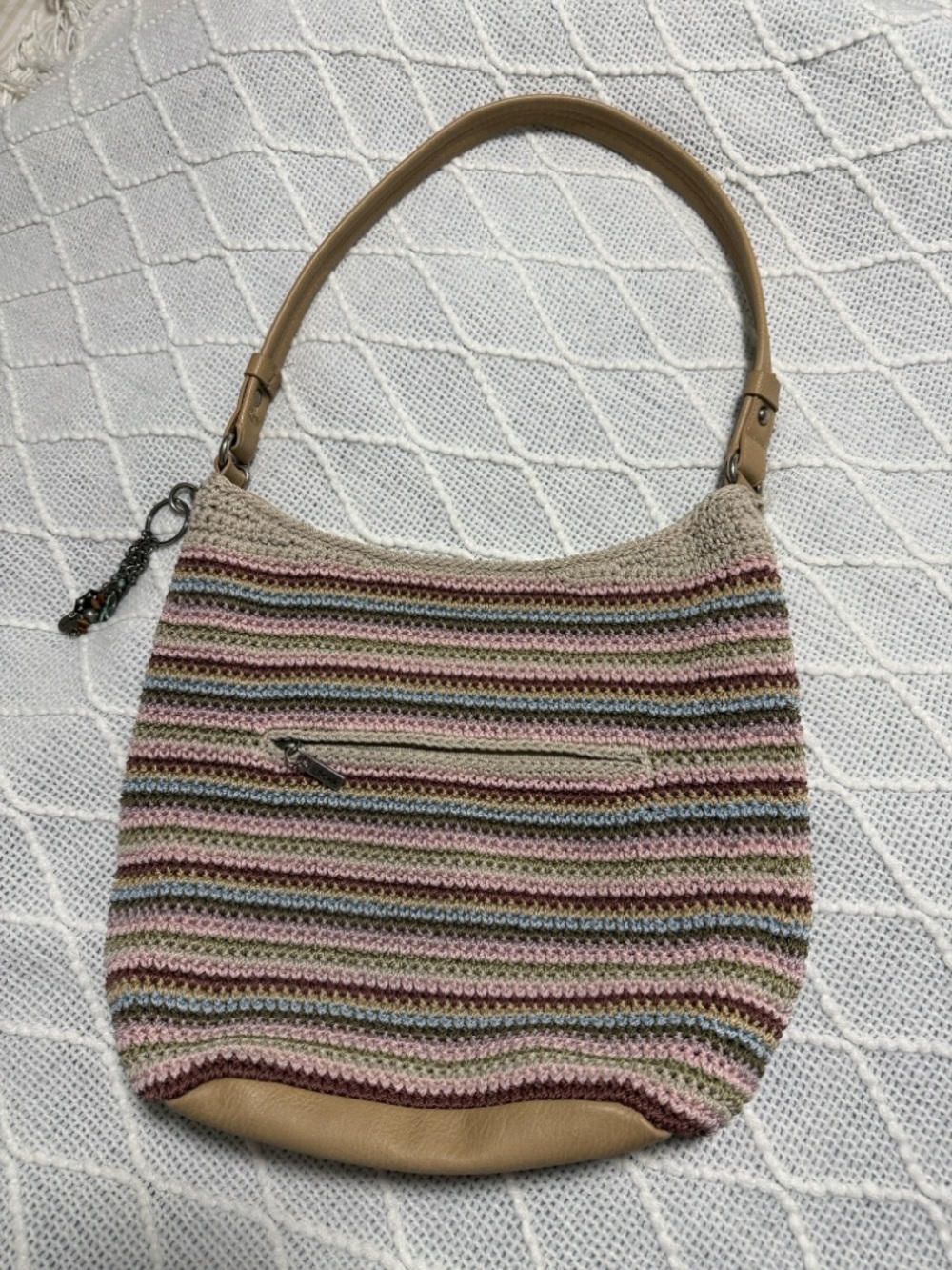 The Sak Striped Knit Shoulder Bag in Pink, Green, Blue and Tan - Picture 3 of 7